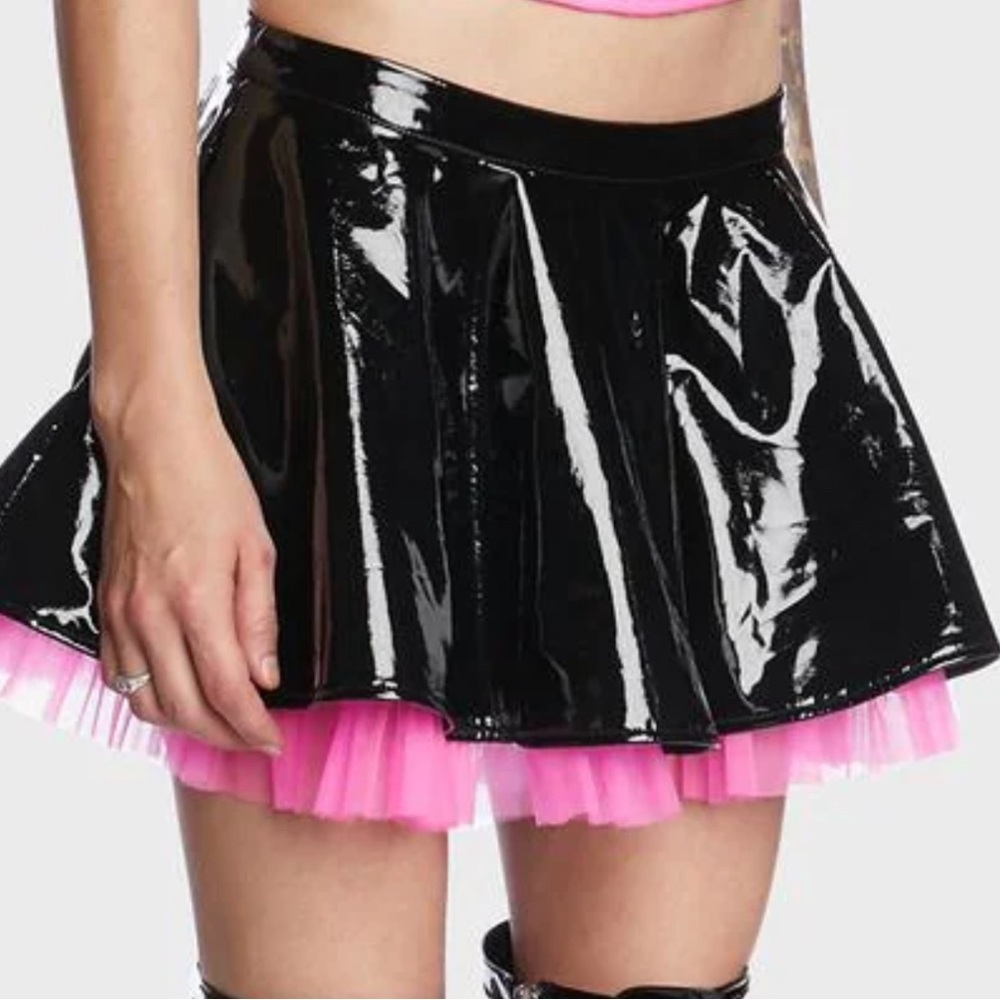 Widow
In Your Nightmares Mini Shiny PVC Goth Skirt Small